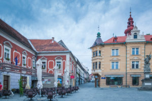 Ptuj (Pettau), the city hall and the buildings of the historic center, Slovenian Styria, Slovenia Ptuj (Pettau), the city hall and the buildings of the historic center, Slovenian Styria, Slovenia